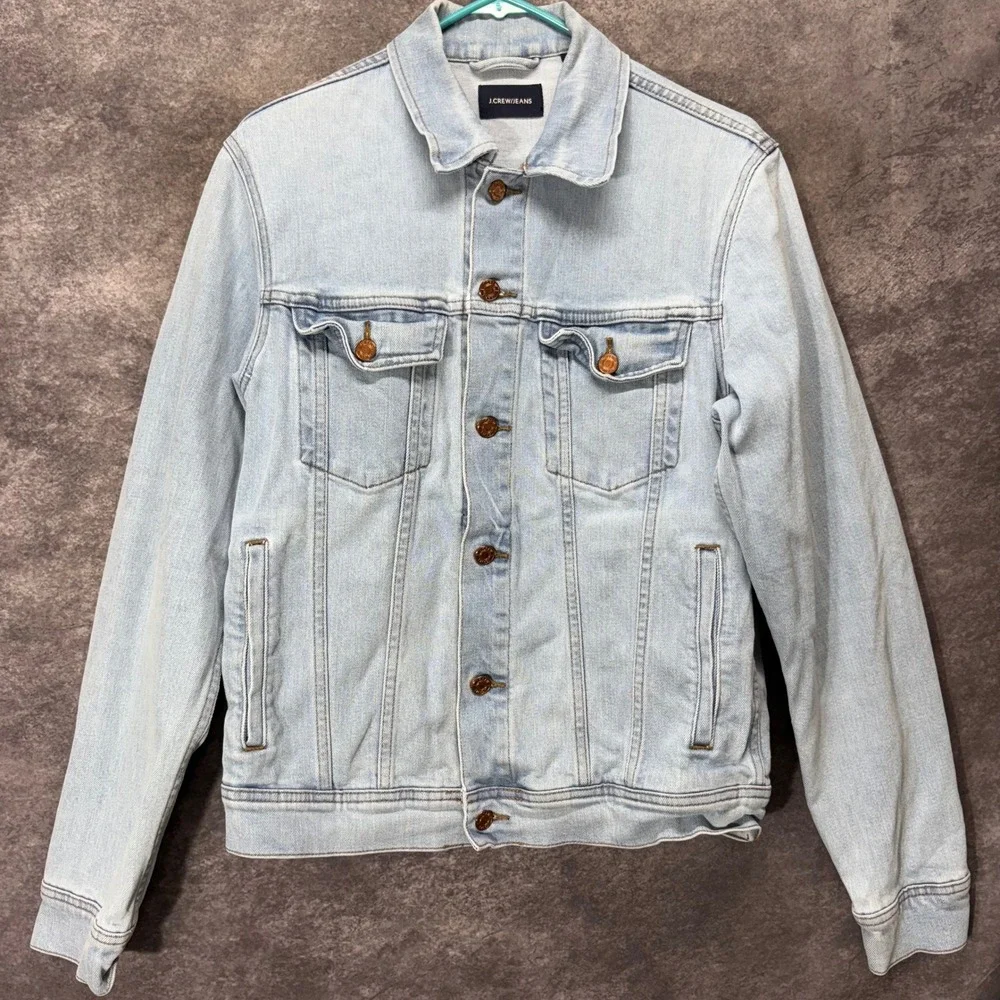 J. Crew Jeans Mens Small Light Wash Denim Trucker Jacket Blue Classic Preppy